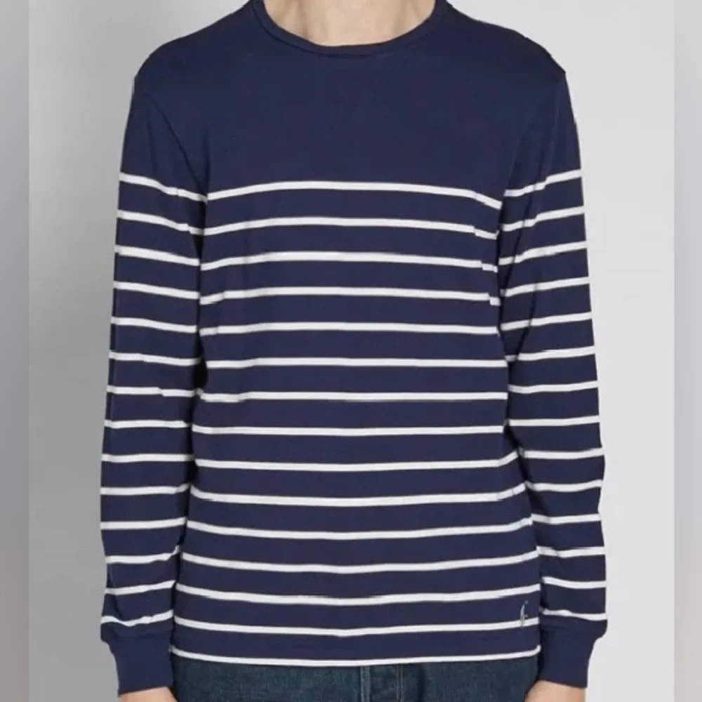 Polo Ralph Lauren Men’s XL French Navy/Nevis Pinstripe Long Sleeve Breton‎ Shirt